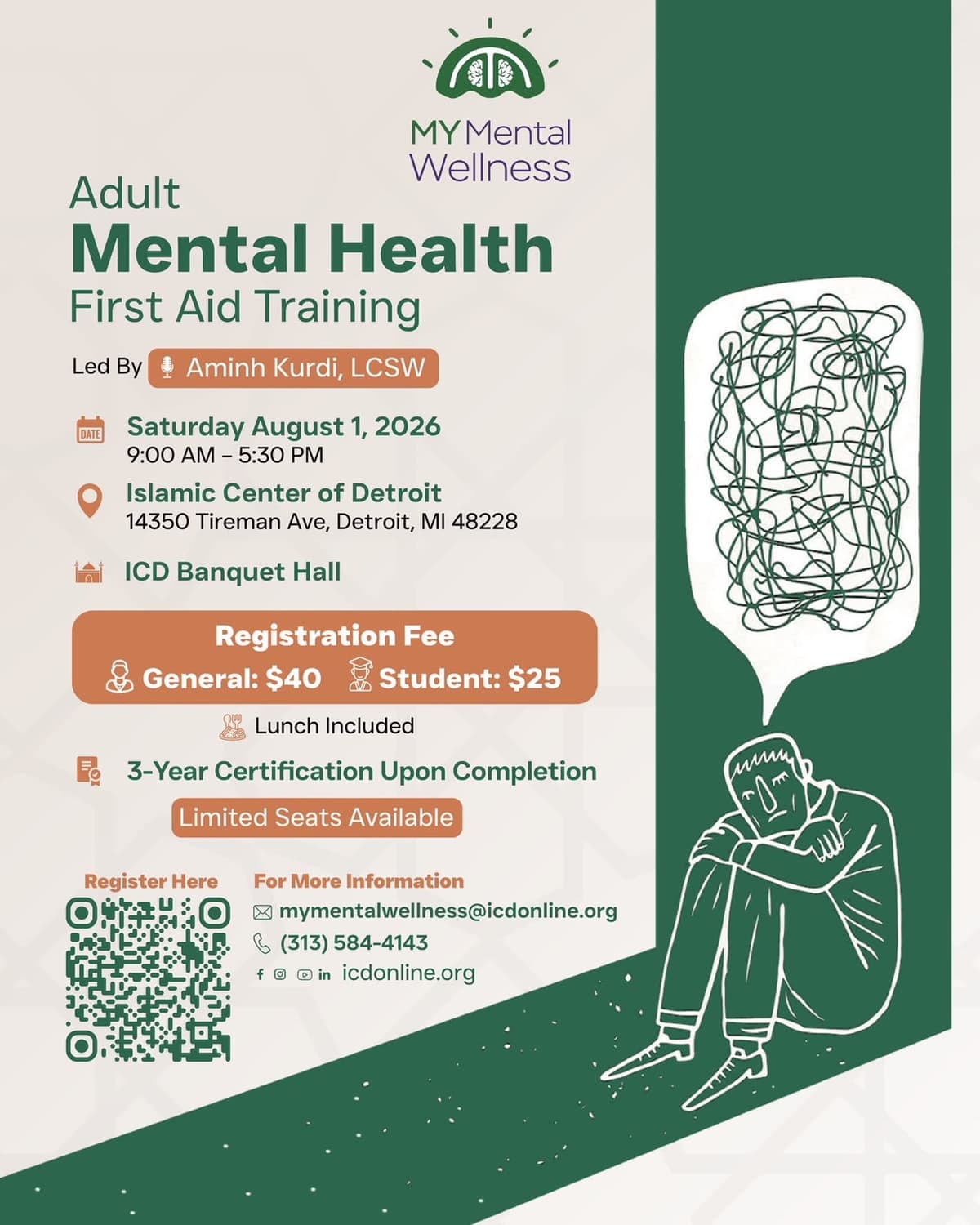 Event flyer for Adult Mental Health First Aid Training